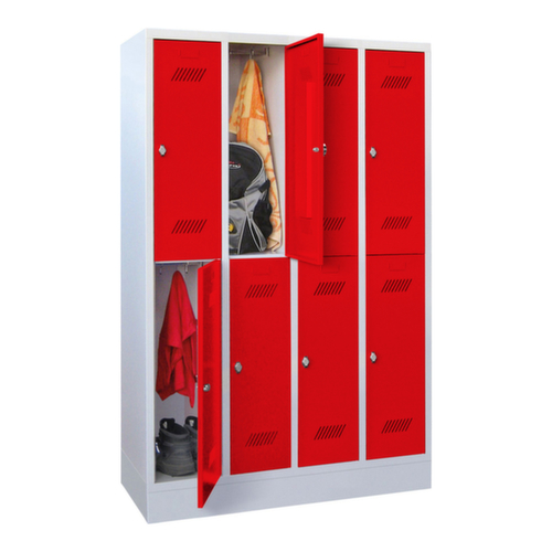 PAVOY Armoire vestiaire à deux niveaux Basis avec 4x2 compartiments, largeur de compartiment 300 mm
