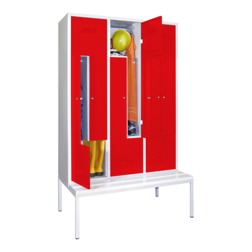 PAVOY Armoire vestiaire Z Basis avec banc + 6 compartiments, largeur de compartiment 400 mm