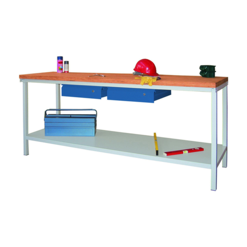 PAVOY Établi avec différents soubassements, 2 tiroirs, 1 tablette