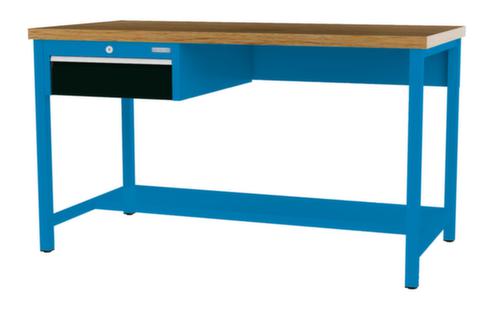 Bedrunka + Hirth Etabli avec plateau en hêtre massif Piétement en plusieurs couleurs, 1 tiroir, 1/2 tablette