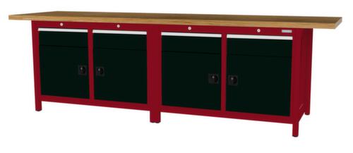 Bedrunka + Hirth Etabli avec plateau en hêtre massif Piétement en plusieurs couleurs, 4 tiroirs, 4 armoires