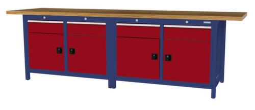 Bedrunka + Hirth Etabli avec plateau en hêtre massif Piétement en plusieurs couleurs, 4 tiroirs, 4 armoires