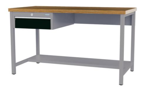 Bedrunka + Hirth Etabli avec plateau en hêtre massif Piétement en plusieurs couleurs, 1 tiroir, 1/2 tablette