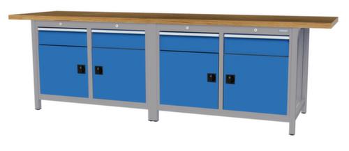 Bedrunka + Hirth Etabli avec plateau en hêtre massif Piétement en plusieurs couleurs, 4 tiroirs, 4 armoires