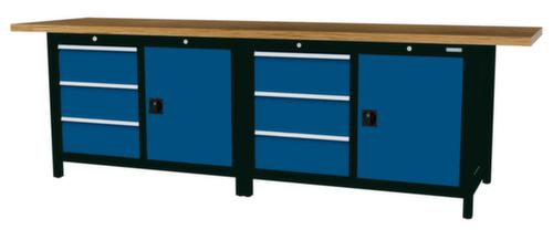 Bedrunka + Hirth Etabli avec plateau en hêtre massif Piétement en plusieurs couleurs, 6 tiroirs, 2 armoires