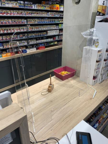 Paroi de protection hygiénique avec ouverture de passage, hauteur x largeur 700 x 600 mm