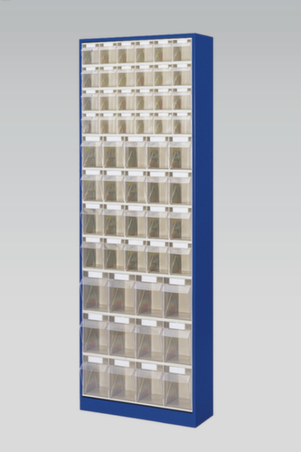 Armoire à tiroirs avec bacs repliables, 56 bacs, transparent