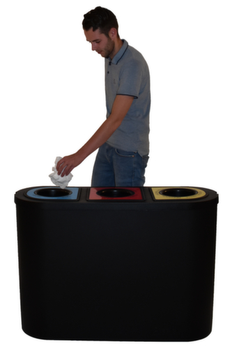 Station de collecte de matières recyclables Triomf avec 3 unités collectrices, 3 x 45 l