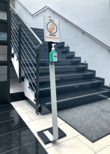 Distributeur de désinfectant avec porte-bouteille variable, avec levier de bras