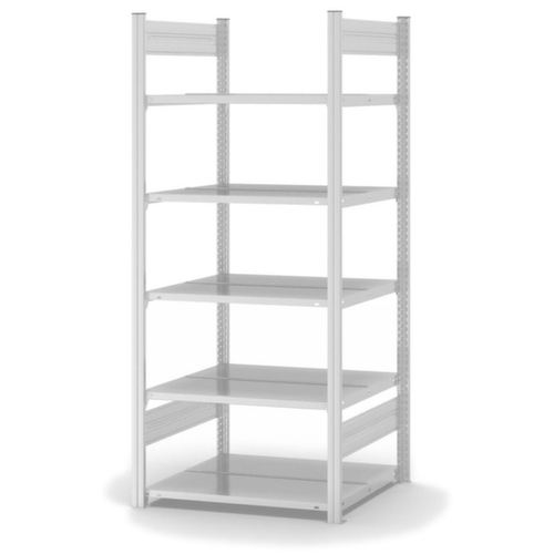 hofe Etagère à dossiers sans vis pour une utilisation des deux côtés, 5 tablettes, RAL7035 gris clair