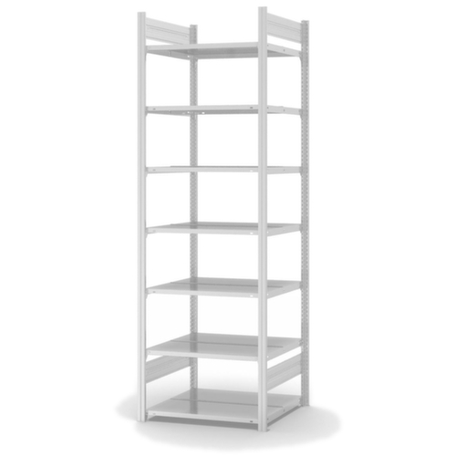 hofe Etagère à dossiers sans vis pour une utilisation des deux côtés, 7 tablettes, RAL7035 gris clair