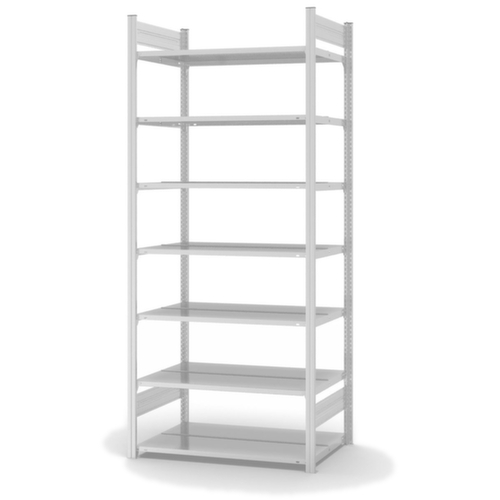 hofe Etagère à dossiers sans vis pour une utilisation des deux côtés, 7 tablettes, RAL7035 gris clair