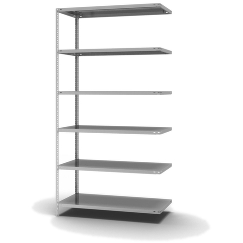 hofe Rayonnage à boulonner élément suivant, 6 tablettes, avec revêtement en zinc anti-corrosion