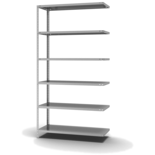 hofe Rayonnage à boulonner élément suivant, 6 tablettes, avec revêtement en zinc anti-corrosion