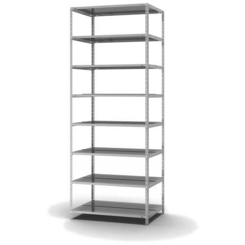 hofe Etagère à dossiers à visser pour une utilisation des deux côtés, 8 tablettes, avec revêtement en zinc anti-corrosion