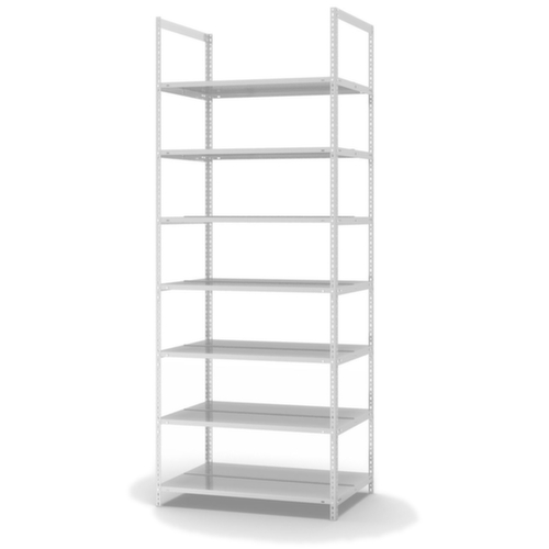 hofe Etagère à dossiers à visser pour une utilisation des deux côtés, 7 tablettes, RAL7035 gris clair