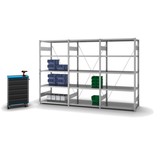 hofe Système de rayonnages sans vis dans une construction mi-lourde, hauteur x largeur x profondeur 2000 x 1010 x 635 mm, 5 tablettes