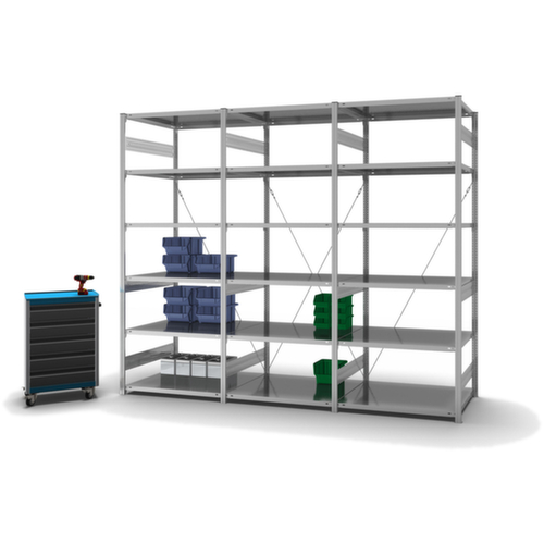 hofe Système de rayonnages sans vis dans une construction mi-lourde, hauteur x largeur x profondeur 2500 x 1010 x 835 mm, 6 tablettes