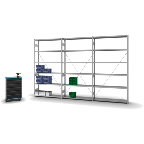 hofe Système de rayonnages sans vis dans une construction mi-lourde, hauteur x largeur x profondeur 2500 x 1360 x 335 mm, 6 tablettes