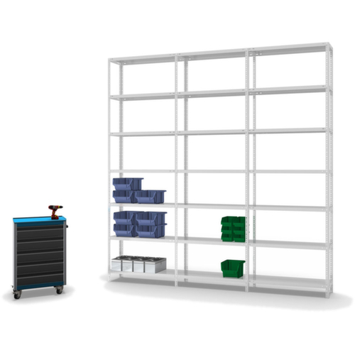 hofe Rayonnage à boulonner élément suivant, 7 tablettes, RAL7035 gris clair