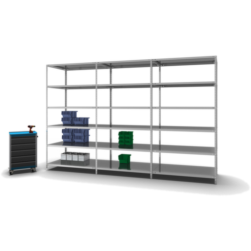 hofe Rayonnage à boulonner élément suivant, 6 tablettes, avec revêtement en zinc anti-corrosion