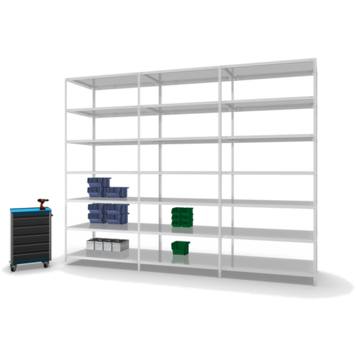 hofe Rayonnage à boulonner élément suivant, 7 tablettes, RAL7035 gris clair