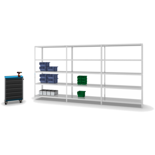 hofe Rayonnage à boulonner élément suivant, 5 tablettes, RAL7035 gris clair