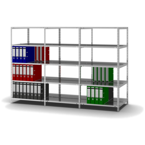 hofe Etagère à dossiers à visser pour une utilisation des deux côtés, 5 tablettes, avec revêtement en zinc anti-corrosion