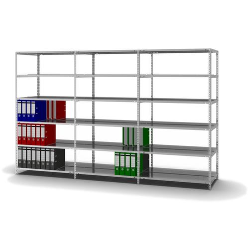 hofe Etagère à dossiers à visser pour une utilisation des deux côtés, 6 tablettes, avec revêtement en zinc anti-corrosion