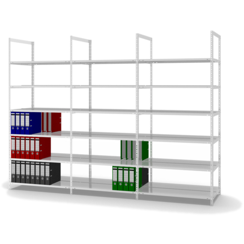 hofe Etagère à dossiers à visser pour une utilisation des deux côtés, 6 tablettes, RAL7035 gris clair