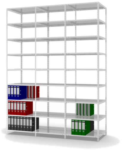 hofe Etagère à dossiers à visser pour une utilisation des deux côtés, 9 tablettes, RAL7035 gris clair
