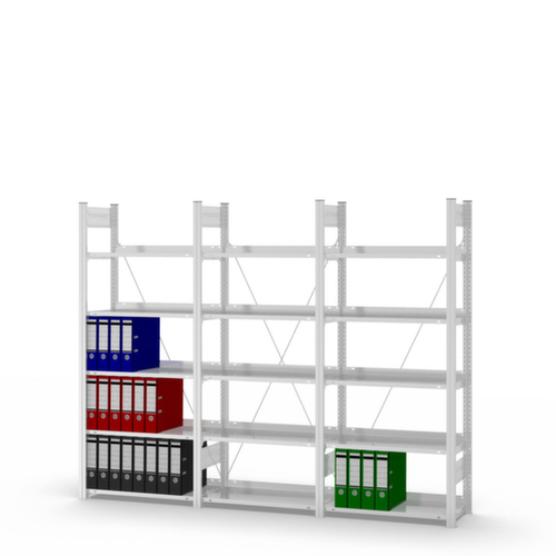 hofe Rayonnage sans boulons pour classeurs élément suivant, 5 tablettes, RAL7035 gris clair