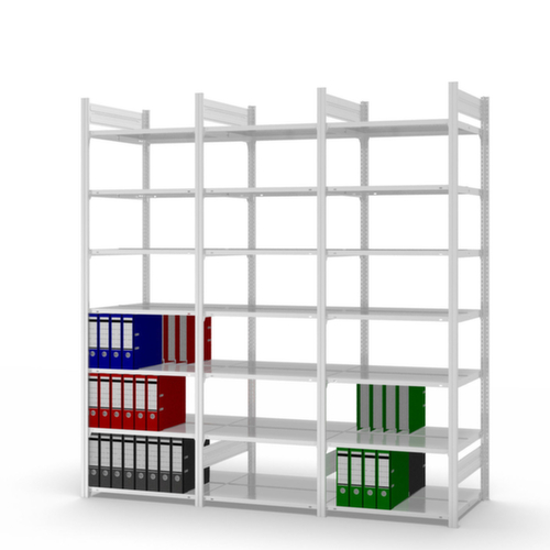 hofe Rayonnage sans boulons pour classeurs élément suivant, 6 tablettes, RAL7035 gris clair