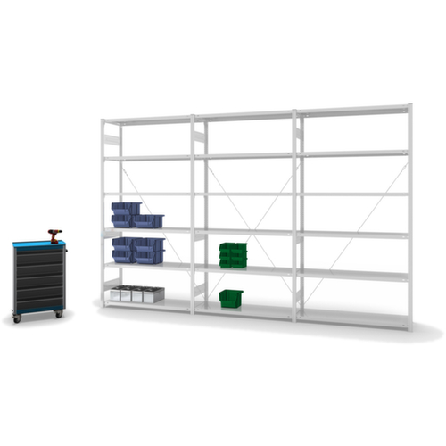 hofe Système de rayonnages sans vis dans une construction mi-lourde, hauteur x largeur x profondeur 2000 x 1310 x 635 mm, 5 tablettes