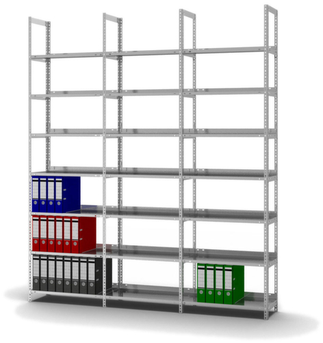 hofe Rayonnage à boulonner pour classeurs élément suivant, 7 tablettes, avec revêtement en zinc anti-corrosion