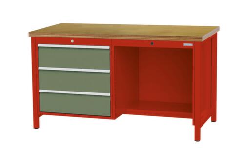 Bedrunka + Hirth Établi, 3 tiroirs, 1/2 tablette