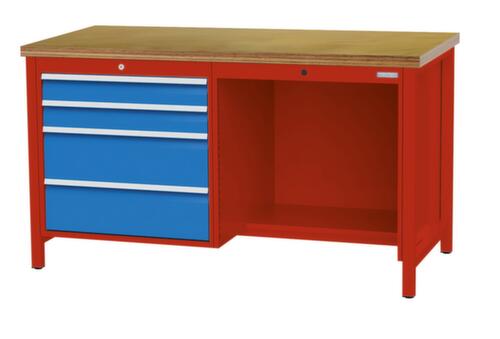 Bedrunka + Hirth Établi, 4 tiroirs, 1/2 tablette