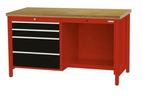 Bedrunka + Hirth Établi, 4 tiroirs, 1/2 tablette