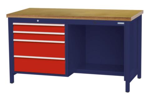 Bedrunka + Hirth Établi, 4 tiroirs, 1/2 tablette