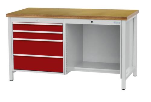 Bedrunka + Hirth Établi, 4 tiroirs, 1/2 tablette