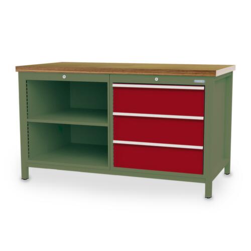 Bedrunka + Hirth Établi, 3 tiroirs, 2 tablettes