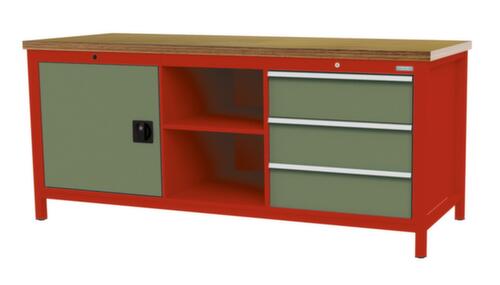 Bedrunka + Hirth Établi, 3 tiroirs, 1 armoire, 2 tablettes