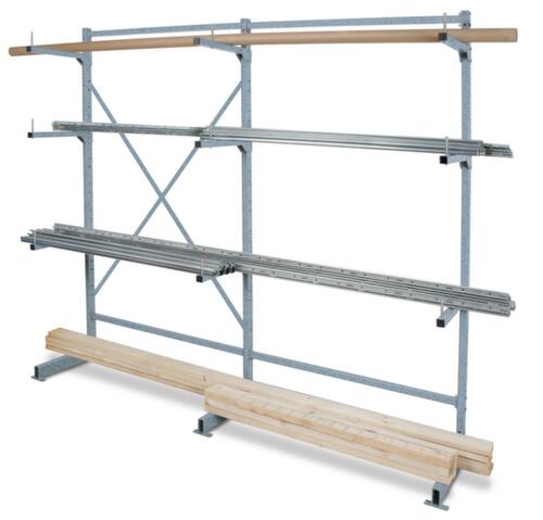 Rayonnage cantilever avec 4 niveaux de stockage, unilatéral - conçu pour un montage mural, hauteur 1950 mm, 4 niveaux
