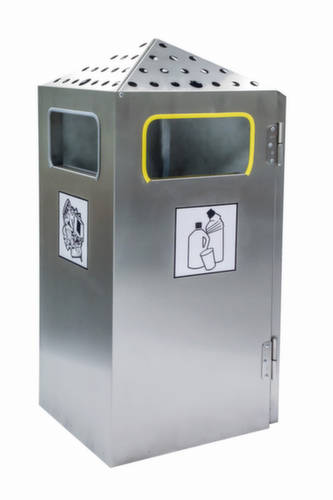 Cendrier poubelle PYRAMIDE avec 4 ouvertures d'introduction