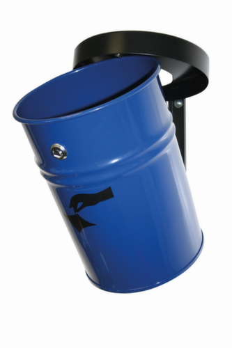 Poubelle antifeu FIRE EX pour fixation murale, 16 l, bleu, partie supérieure noir