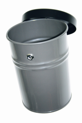 Poubelle antifeu FIRE EX pour fixation murale, 16 l, argentan, partie supérieure noir