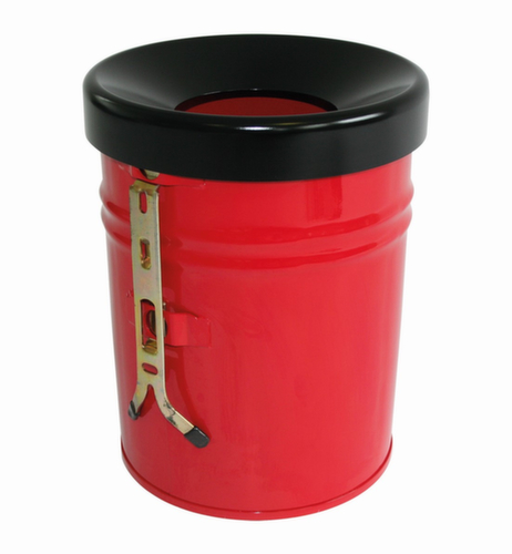 Poubelle antifeu FIRE EX pour fixation murale, 16 l, rouge, partie supérieure noir