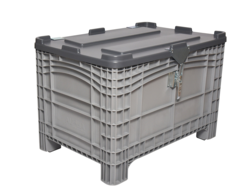 bac grand volume avec couvercle à charnière verrouillable, capacité 354 l, gris, 4 pieds