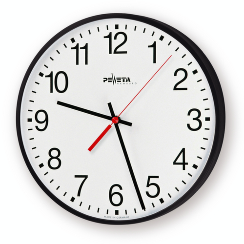 PEWETA Horloge murale avec boîtier métallique, avec chiffres arabes, Ø 300 mm