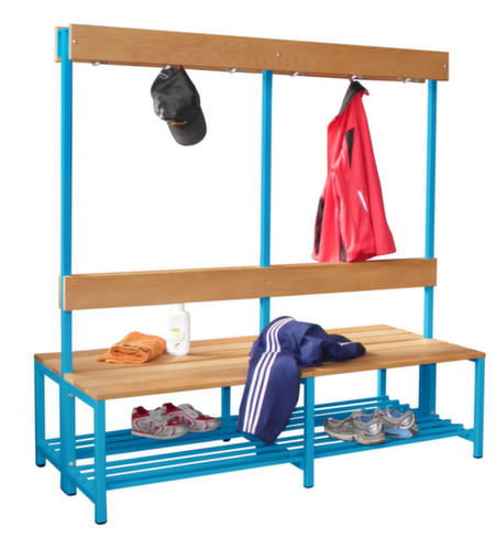 PAVOY Banc vestiaire Basis avec crochets et lames en bois